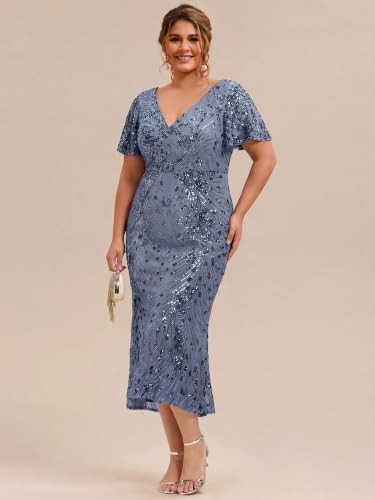 Image of Ever-Pretty Plus Women's Sequin Maxi Plus Size Formal Mother of Bride Dress