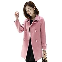 IDEALSANXUN Peacoat Womens Coat Fall Winter Double Breasted Petite Cute Pink Wool Coats, Pink, S