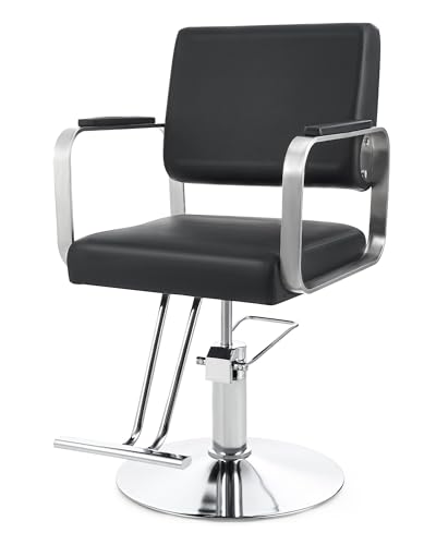 CO-Z Fauteuil de Coiffure Professionnel Chaise de Barbier Pivotant 360° Hauteur Réglable 15CM Pompe Hydraulique Capacité de 250 kg pour Salon de Coiffure Spa Boutique de Tatouage, Noir