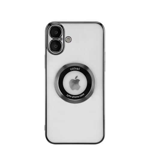 Capa compatível com iPhone 16, magnética compatível com Magsafe, protetor de câmera de lente de vidro, capas de telefone rígidas luxuosas com visualização de logotipo para iPhone 16 para mulheres e