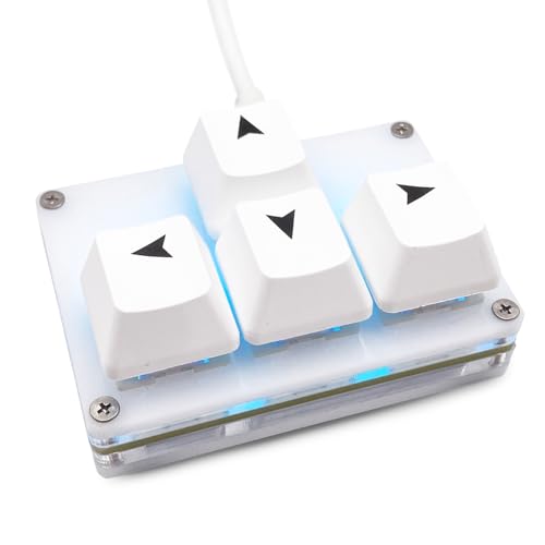 Image of BTXETUEL Mini 4-Key Keyboard WASD Arrow Key Keycaps One-Handed Mechanical Gaming Programmable USB-C Customized Keyboard for Working or Gaming (White, Arrow Keycaps 1)