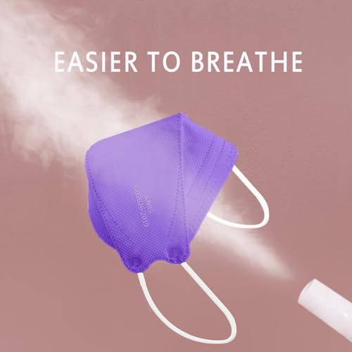 Image of Borje KN95 Face Masks, 100 Pcs Disposable Face Masks, Purple Mask Against PM2.5 from Fire Smoke & Dust Filter Efficiency 95%