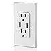 Leviton Type-A USB In-Wall Charger with 15A Tamper-Resistant Outlet, USB Charger for Smartphones, T5632-W, White