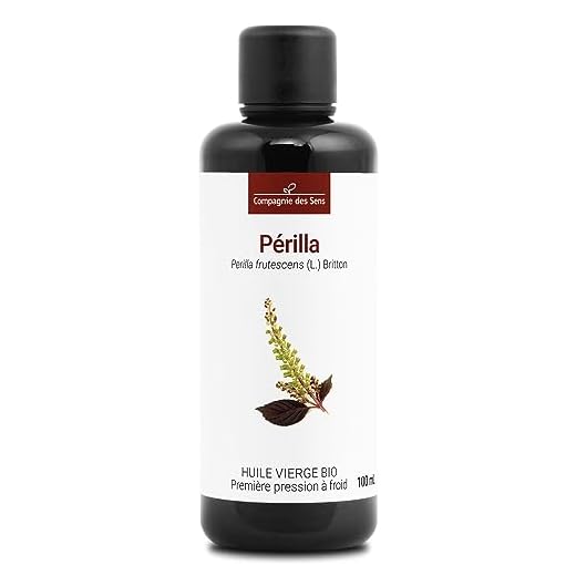 PERILLA - 100 mL - Aceite Vegetal Orgánico - 100% Puro, Natural, Virgen y Certificado Cosmos - Botella en Vidrio