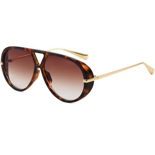 AIEYEZO Oversized Aviator Sunglasses Women Men Fashion Retro Big Frame