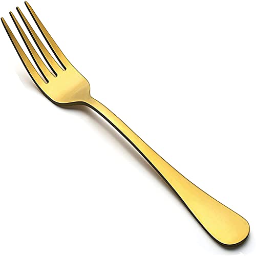 LIANYU Conjunto de 12 Garfos de Salada Dourados, Talheres de Aço Inoxidável, Garfos de Sobremesa par