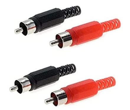 MEKtronics 2 Pair RCA Pin Male Audio Video RCA Pin Male Pair Connector for Stereo Cable Audio Video Jack Adapter Red Black Pair AV Pin Male Speaker Connector Pin For Multipule Application