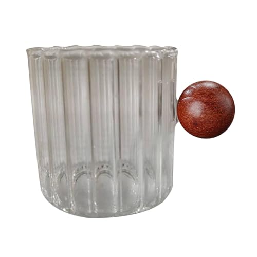 Secret Desire™ Glass Coffee Milk Mug with Anti Scald Wooden Handle for Hotel Office Camping Clear