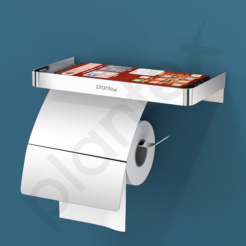 Image of Plantex Toilet Paper Holder for Bathroom /304 Grade Stainless Steel Tissue Paper Roll Holder with Mobile Holader /Bathroom Accessories - Pack of 1 (Chrome)