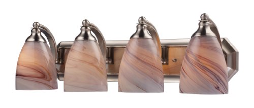 Elk 570-4N-CR 4-Light Vanity in Satin Nickel and Creme Glass