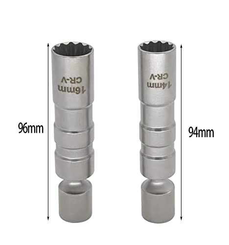 Wenbiao Swivel Spark Plug Socket Removal Tool 14Mm And 16Mm For 3/8 Inch Drive Magnetic Thin Wall 12-Point Universal Joint Wrench - 2 Pcs #TOP4