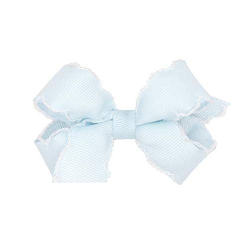 Wee Ones Baby Girl's and Girl's Mini Grosgrain Bow with Moonstitch Trim