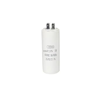 1 Piece CBB60 Running Capacitor for Motors, Pumps, Washing Machines, etc. Multifunctional Double Insert Cylindrical Capacitors 100UF 450VAC 50/60HZ