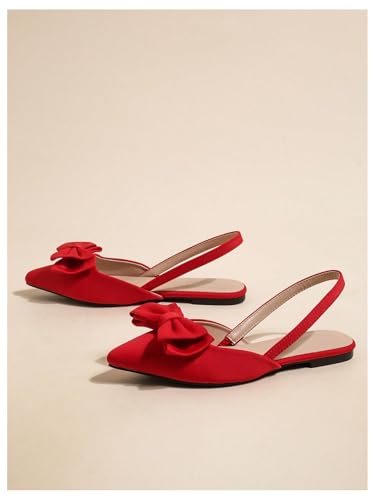 Image of Verdusa Women's Bow Pointed Toe Flat Shoes Slingback Flats Dress Shoes