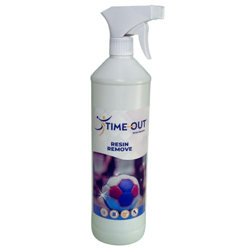 TIME-OUT RESIN REMOVE Innovativer Harzentferner für Handball, Harzentferner für Handballbekleidung, Entfernung von Harz von Handbällen, Harzreiniger, Hallenböden und Torpfosten, 1000 ml