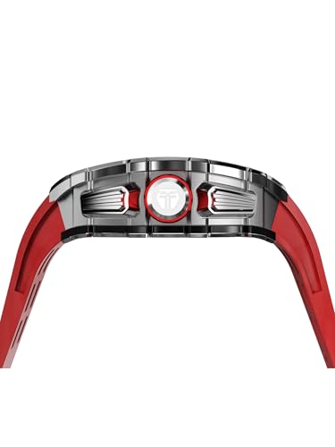 TSAR BOMBA Watches For Men - Chronograph Japanese Movement Sapphire Glass - 50M Waterproof Men's Watch - Square Tonneau Wrist Watches Silicone Band Luminous Calendar Luxury Gifts for Men