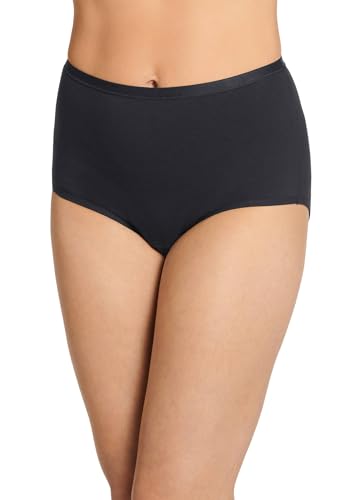 Jockey Women's Underwear Worry Free Cotton Stretch Moderate Absorbency Brief, Black, L - image 1
