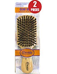 Annie Natural Boar Bristle Hard Club Brush #2061 - 2 pieces, Reinforced boar bristles, reinforced bristles, wavy hair, straight hair, long hair, short hair, no more tangles, detangler