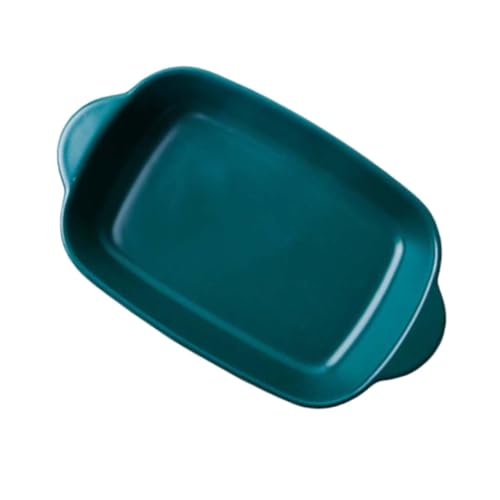 iplusmile セラミック製耐熱ベーキングトレイ グリーン ハンドル付き オーブン 電子レンジ 冷凍庫対応 多用途調理皿 ピザ ラザニア ロースト料