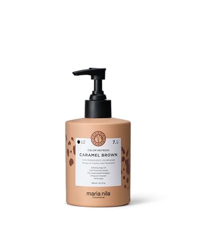 Maria Nila Haarkur mit Farbpigmenten für braunes Haar - Colour Refresh Caramel Brown 7.35 Karamell Pflegemaske Farbauffrischung Karamellbraun semi permanent vegan sulfat- und parabenfrei 300ml