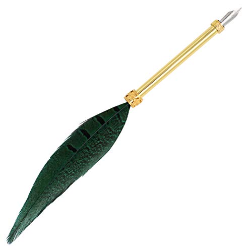 Gullor Vintage Feather Quill Pen, Nuture Feather Dip Pen with Gift Box, Dark Green