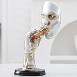 AndingSimple Creative Art Statue Thinker Gentleman Sculpture Abstract Character Crafts Ornaments Home Office Bedroom Living Room Study Decoration (A749 Silver)