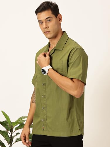 Image of Thomas Scott Men's | Solid | Half Sleeve | Regular Fit | 100% Cotton | Double Pocket | Spread Collar | Casual Shirt