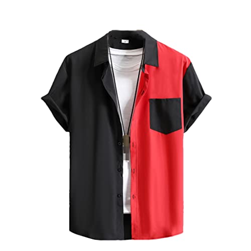 Chemise décontractée à manches courtes homme avec coutures contrastées originales