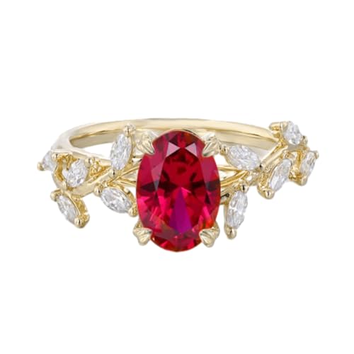 925 Sterling Silver 1.5 CT Oval Leaf Gemstone Engagement Ring for Women Dainty Birthstone Ring Wedding Promise Valentine's Day Birthday Gift for Her Size 4-123