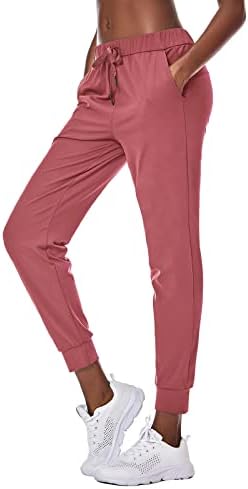 M MOTEEPI Womens Athletic Running Pants Lightweight Joggers with Pockets Workout Sports Taper Leg Red Small