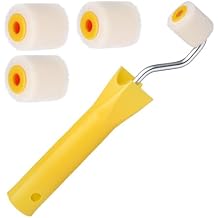 4/5 inch Mini Paint Rollers for Touch up Trim Edge or Corner Small Roller Paint Brush Tiny Corner Painting Tool Professional Wool Brushes for Painting1 Brush +4 Rollers