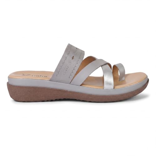 Image of YOHO Evergreen Slides Cross Strap Sandals for Women | Stylish, Comfortable Orthopedic & Anti Skid | Office, Summer, Beach, Casual Wear Flats for Ladies /Girls
