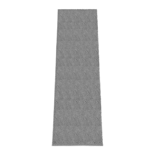 Image of Absorbent Dog Door Mat for Muddy Paws, 120 inch x 36 inch Chenille Indoor Mats for Entryway, Trap Dirt Front Door Mat Indoor Entrance Washable Non Slip Soft Light Grey