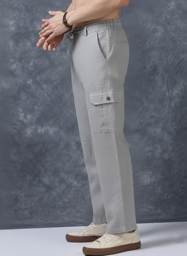 Image of Men's Multi Color Cargo Casual Trousers | Men's Regular Fit Straight Pants | Comfortable Stylish Cargo for Men | Soft Fabric for Everyday Wear, Travel & Office | Linen Cotton Bottom Wear