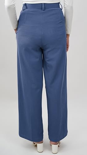 Image of Leriya Fashion Women High Waist Polycotton Formal Trousers | Summer Breathable Wide Leg Pants with Pockets |Casual, Office & Travel Outfits