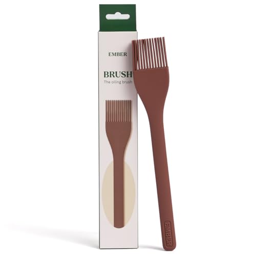 Image of Ember Cookware Silicone Oil & Basting Brush 21 cm | 230C Heat Resistant | Platinum Grade Silicone | Food Safe Pastry Brush | Easy to Clean Bristles | Non Absorbent | Terracotta