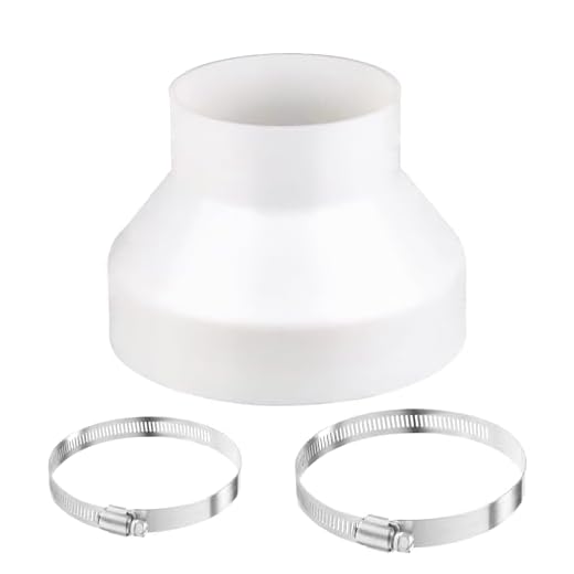 Adaptador de Conducto 150 mm a 100 mm, Tubo Reductor 150 a 100 Tubo Campana Extractora Reductor Universal para Sistema de Ventilación con 2 Abrazaderas, Adaptador para Conectar Conductos(ABS)