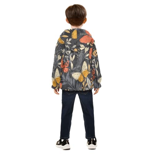Colorful with Butterflies Girls Fleece Jacket Girls Fall Jacket Girls Zip Up Hoodie Girls Sherpa Jacket 2-10T4