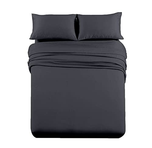 Image of Cottingon Rv King 72 X 75 4 Piece Bed Sheet Set for Campers, Luxury Soft Microfiber fits 6 to 10 Inches Deep RV Mattress, Dark Grey