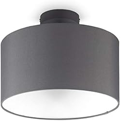 Lampara Techo Gris Amazon B.K.Licht I Lámpara de techo de tela gris I 1 llama I E27 I Ø30 cm I Sin bombilla