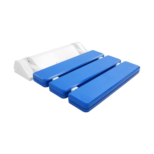 Asiento de ducha plegable para baños, duchas, montaje en pared, plegable a 90°, peso máximo: 130 kg (azul, 32 x 34 cm)