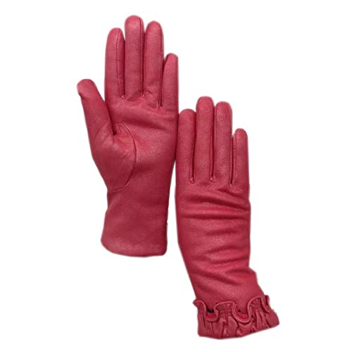 Guantes de Piel de Oveja para Mujer de Invierno Guantes de conducción con Forro Suave Grueso de Cuero cálido
