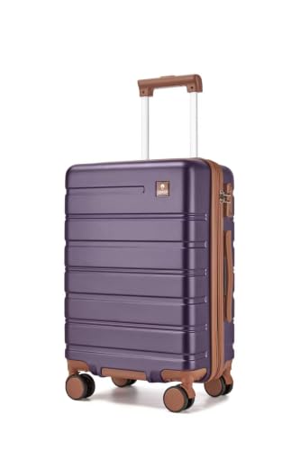 Image of Carry on Luggage 20Inch Expandable Suitcase 22 * 14 * 9, Dark Purple | YKK Zipper, TSA Lock,Expandable,Silent Universal Wheels,100% PC Hardshell, 21.65x14.17x9.25