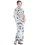 [SOUBIEN] ソウビエン 浴衣 3点 セット (浴衣/兵児帯/下駄) レディース Sサイズ グレー系 灰色 朝顔 あさがお 花 亜麻色 ykt10069-obs10029