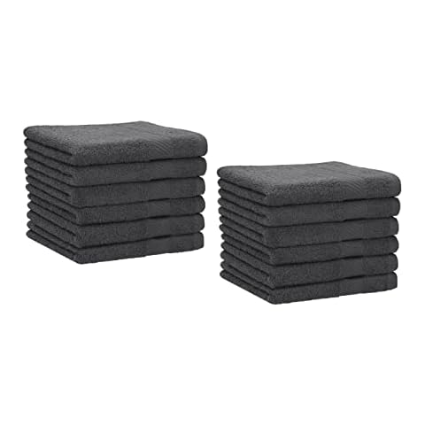 Betz 12 Stück Gästehandtücher Gästehandtuch Palermo 100% Baumwolle Größe 30x50 cm Handtuch Gästetücher Set Farbe anthrazit Cover