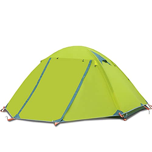 Tente de camping 4 personnes coupe-vent double couche avec auvent léger vert