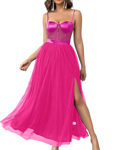Image of ChiaoLezhee Womens Sexy Maxi Corset Dress, Cocktail Prom Wedding Guest, Bridesmaid Formal Dresses for Women, Birthday Outfits