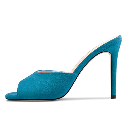 Image of TNYNFBEB Women Stiletto High Heel Peep Open Toe Sandals Slingback Slip-on Wedding Office Cute Basic Classic 3.9 Inches Heels
