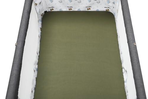Image of Stretchy Fitted Crib Sheets Set 2 Pack Portable Crib Mattress Topper for Baby Girl Boy,Ultra Soft Jersey Material, Light Green & Moon