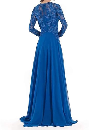 Lace Appliques Mother of The Bride Dresses Long Sleeves Formal Evening Gowns Elegant Chiffon Wedding Guest Dresses2